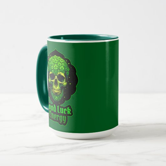 Good Luck Energy Skull St Patrick’s Day - caneca マグカップ (正面左)
