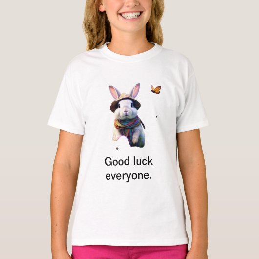 Good Luck Everyone"自然ラビットガールズ基本T-S Tシャツ (正面)