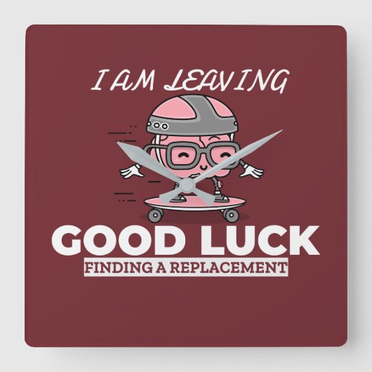 Good Luck Find A Replacement – 脳デザイン スクエア壁時計 (正面)