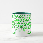 Good Luck Four Leaf Clover Shamrocks Personalized マグカップ (中央)