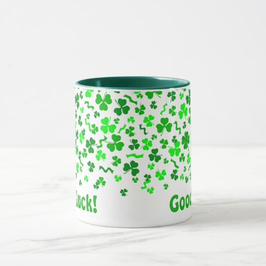 Good Luck Four Leaf Clover Shamrocks Personalized マグカップ (中央)