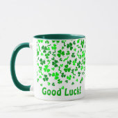 Good Luck Four Leaf Clover Shamrocks Personalized マグカップ (左)