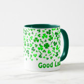 Good Luck Four Leaf Clover Shamrocks Personalized マグカップ (正面右)