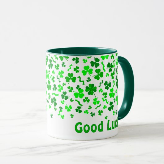 Good Luck Four Leaf Clover Shamrocks Personalized マグカップ (正面右)