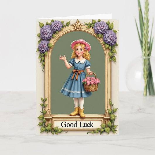 Good Luck Girl Roses Archway Card カード (正面)