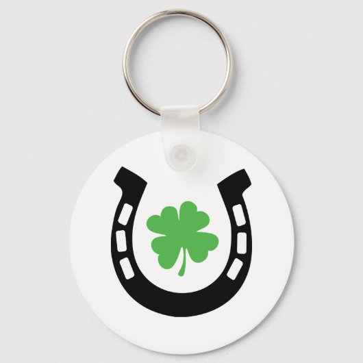Good Luck Horseshoe Cloverleaf – シャームロック キーホルダー (正面)