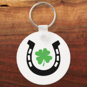 Good Luck Horseshoe Cloverleaf – シャームロック キーホルダー (正面)