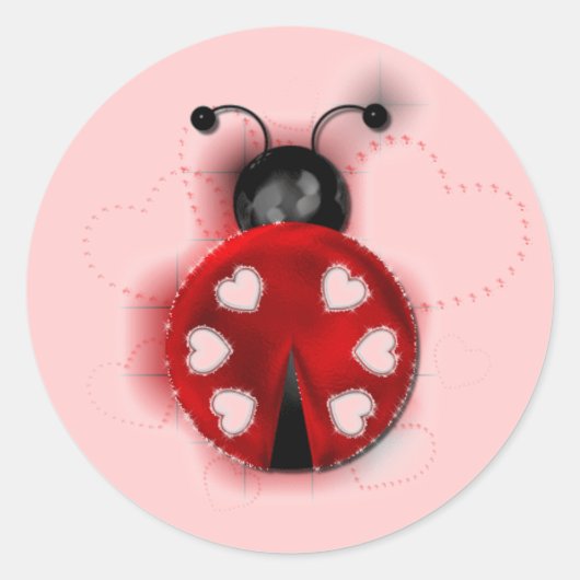Good Luck Ladybugステッカー ラウンドシール (正面)