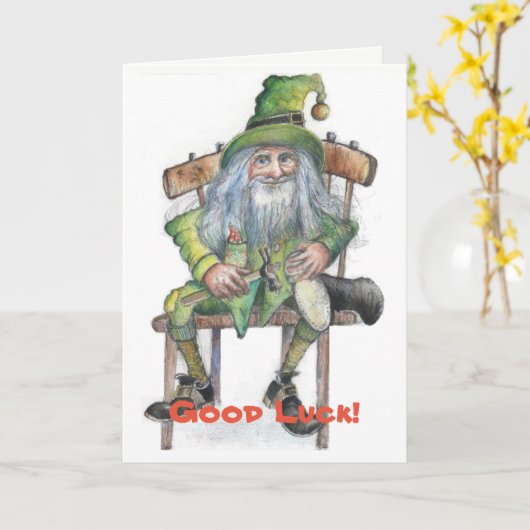 Good Luck leprechaunカード カード (黄色い花)