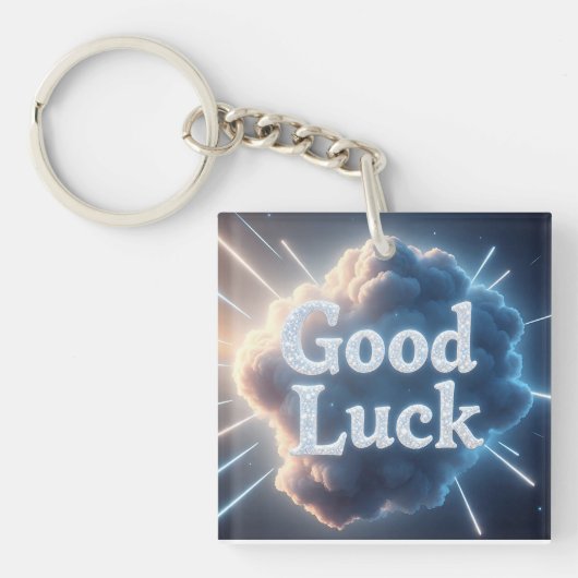 Good Luck — Light 白熱［赤熱］光を放つ Beによるクラウドタイポグラフィ キーホルダー (正面)