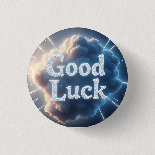 Good Luck — Light 白熱［赤熱］光を放つ Beによるクラウドタイポグラフィ 缶バッジ (正面)