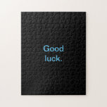 Good Luck or Your Words Hard Evil Fun All Black ジグソーパズル<br><div class="desc">Solid black puzzle with the words good luck in blue. Option to customize the words available.</div>