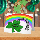 Good Luck Shamrock, Rainbow and Horseshoe カード