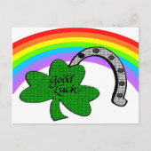 Good Luck Shamrock, Rainbow and Horseshoe ポストカード (正面)