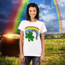 Good Luck Shamrock, Rainbow and Horseshoe T-Shirt Tシャツ