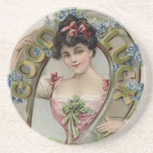 Good Luck - Vintage Saint Patrick's Day Card コースター (正面)