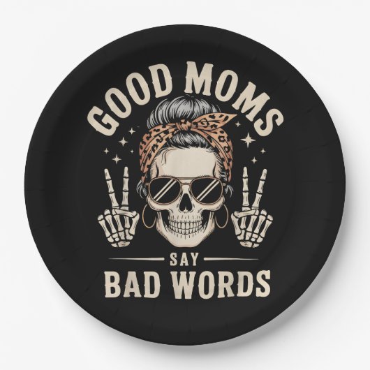 Good Moms Say Bad Words Funny ペーパープレート (正面)