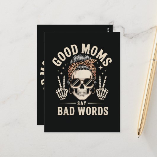 Good Moms Say Bad Words Funny ポストカード (正面/裏面インサイチュ)
