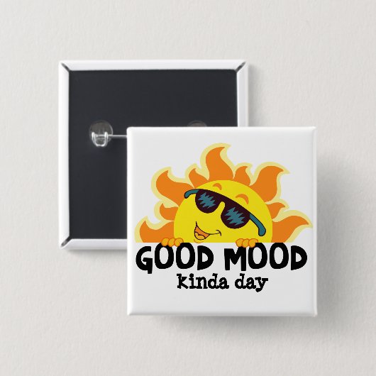 "Good Mood Kinda Day" 涼しいサングラスと日差し 缶バッジ (正面&裏面)