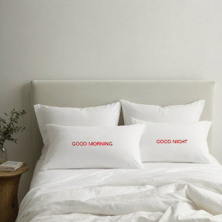 Good Morning and Good Night Red Text Pillowcases 枕カバー
