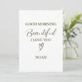 Good Morning Beautiful I Love You Personalized カード (スタンド正面)