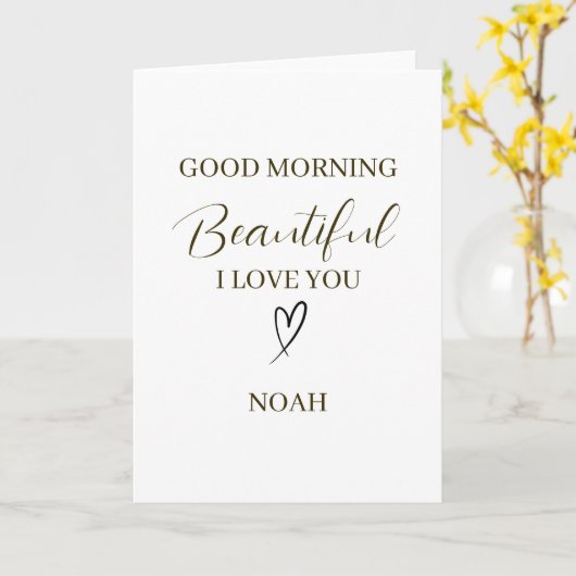 Good Morning Beautiful I Love You Personalized カード (黄色い花)