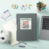 Good Morning Cat Sticker – Cute Coffee Kitty シール (iPadカバー)