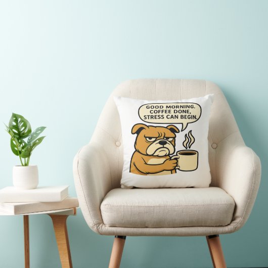 Good Morning-Coffee Done Stress Can Begin クッション (椅子)