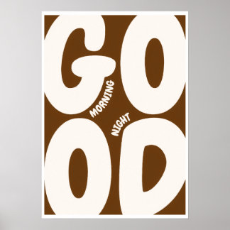 Good Morning Good Night Islamic Wall Art Brown  ポスター