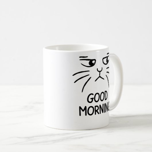 Good Morning – Grumpy Cat Face Coffee Mug コーヒーマグカップ (正面右)