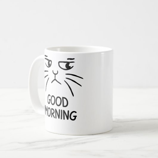 Good Morning – Grumpy Cat Face Coffee Mug コーヒーマグカップ (正面左)
