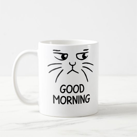 Good Morning – Grumpy Cat Face Coffee Mug コーヒーマグカップ (左)