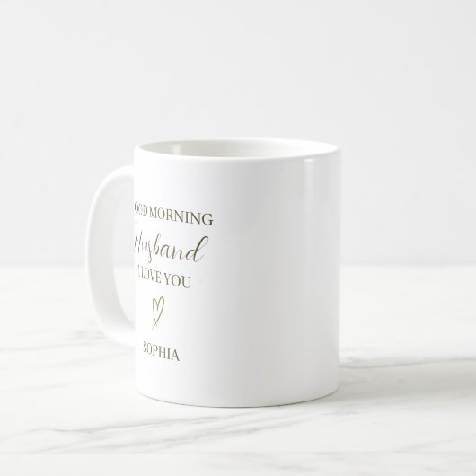 Good Morning Husband Personalized Romantic Gift コーヒーマグカップ (正面左)