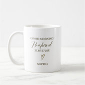Good Morning Husband Personalized Romantic Gift コーヒーマグカップ (左)
