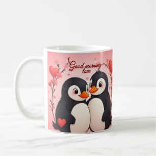 Good Morning Love - ペンギンのバレンタインデーマグ コーヒーマグカップ