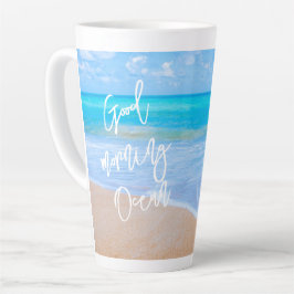 Good Morning Ocean Blue Water Tall Latte Mug カフェラテマグ