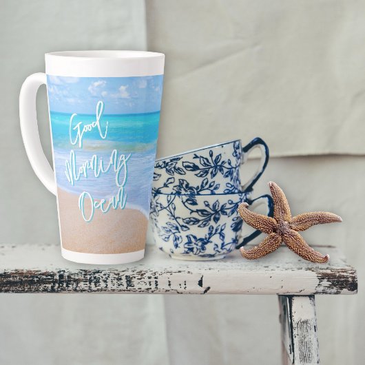 Good Morning Ocean Blue Water Tall Latte Mug カフェラテマグ