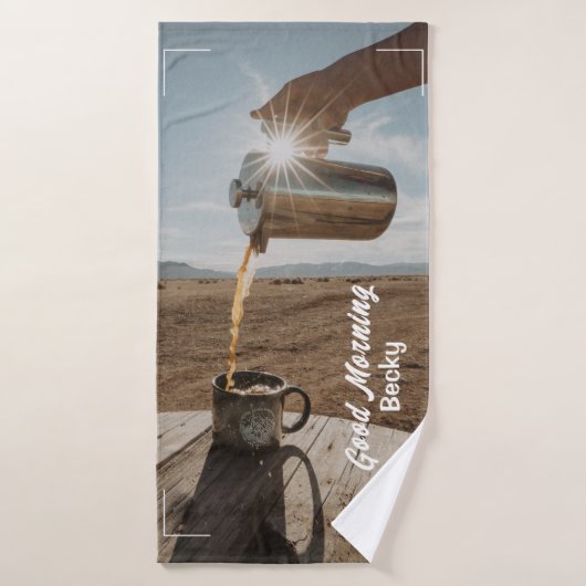 Good Morning, Outdoor Coffee and Name バスタオル (バスタオル)
