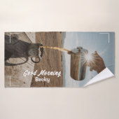 Good Morning, Outdoor Coffee and Name バスタオル (バスタオル)