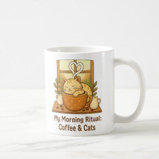 Good Morning Ritual Mug: Cozy Cat in Coffee Cup |  コーヒーマグカップ
