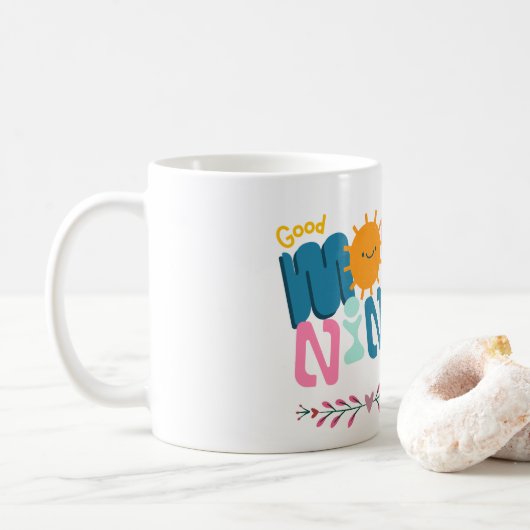 Good Morning Sunshine – Cute & Colorful Mug Design コーヒーマグカップ (ドーナツ)