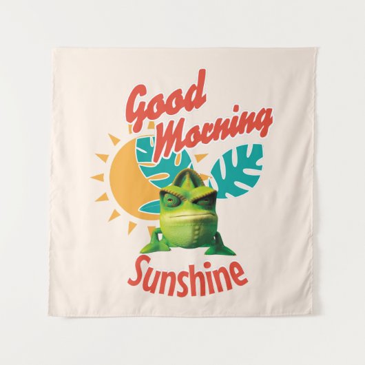 Good Morning Sunshine Funny Chameleon タペストリー (正面)