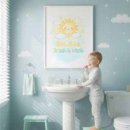 Good Morning Sunshine Kids Bathroom Wall Art ポスター