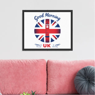 Good Morning UK - Union Jack & London Phone Box キャンバスプリント