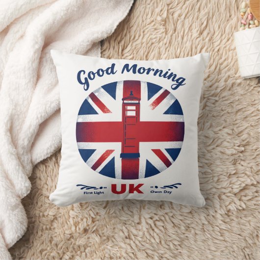 Good Morning UK - Union Jack & London Phone Box クッション (ブランケット)
