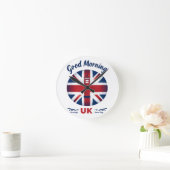 Good Morning UK - Union Jack & London Phone Box ラウンド壁時計 (ホーム)