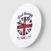 Good Morning UK - Union Jack & London Phone Box ラージ壁時計 (傾斜)