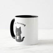 Good Morning with Cute Black Cat Coffee マグカップ (正面左)