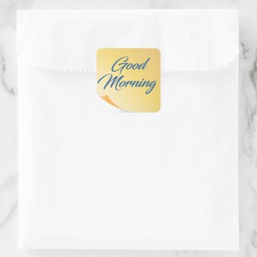 Good Morning Yellow Note Sticker スクエアシール (バッグ)