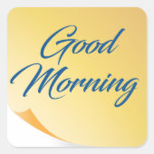 Good Morning Yellow Note Sticker スクエアシール (正面)